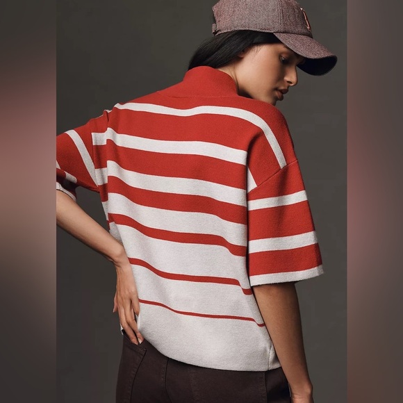 NWT Anthropologie The‎ Carys Mock-Neck Sweater by Maeve: Short-Sleeve Edition - Picture 2 of 7